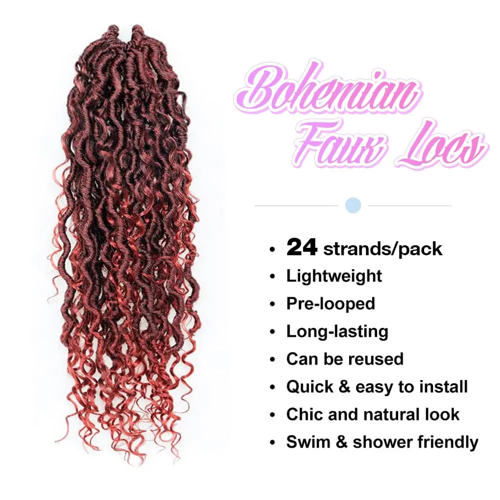 ( US ONLY) FAST SHIPPING GL | Toyotress® Curly Locs Crochet Hair - Natural Black Pre-twisted Faux Locs Crochet Braids, Short Pre-looped Synthetic Braiding Hair Extensions Toyotress